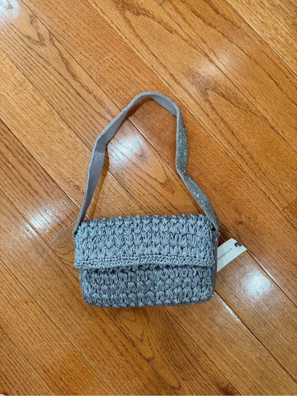Woven Shoulder Bag in Silver